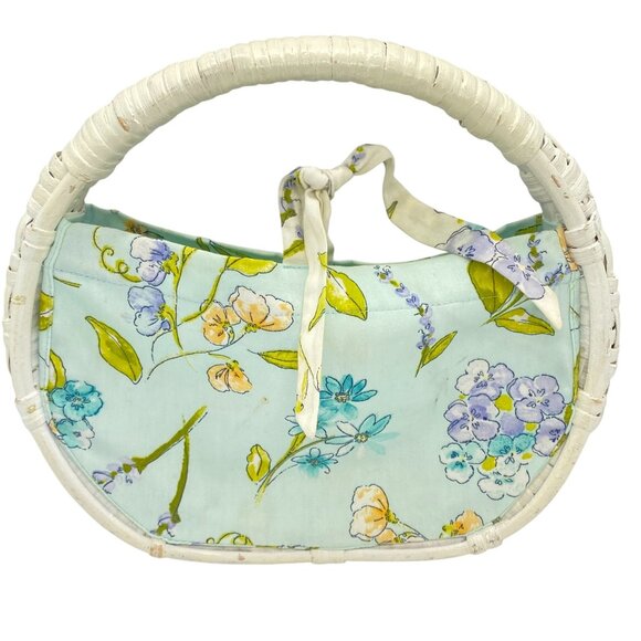 Gymboree Vintage Bonjour Provence Wicker & Floral Fabric Handbag Purse - Picture 1 of 9